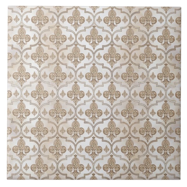 Fleur-de-lis lyxpastel mönster kakelplatta (Framsidan)