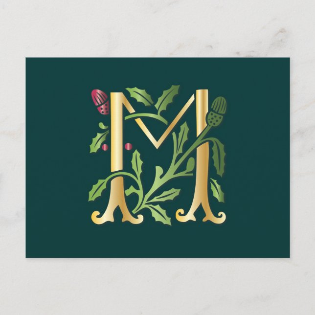 Fleur-de-lis M Monogram Vykort (Framsida)