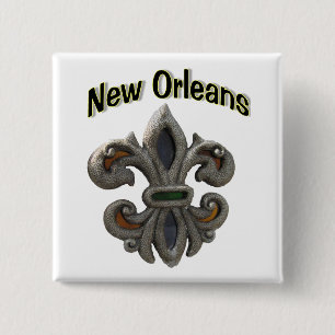 Fleur de lis målat glass knapp