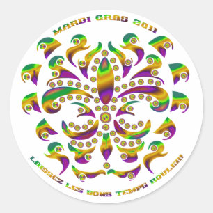 Fleur de lis Mardi Gras 2011 V-1 Runt Klistermärke
