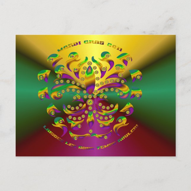 Fleur de lis Mardi-Gras 2011 V-2 Vykort (Framsida)