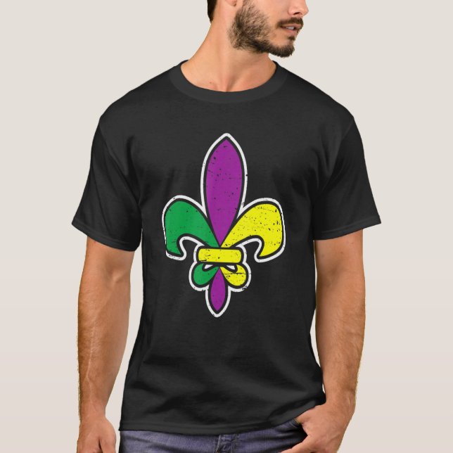 Fleur De Lis Mardi Gras Carnival  New Orleans T Shirt (Framsida)