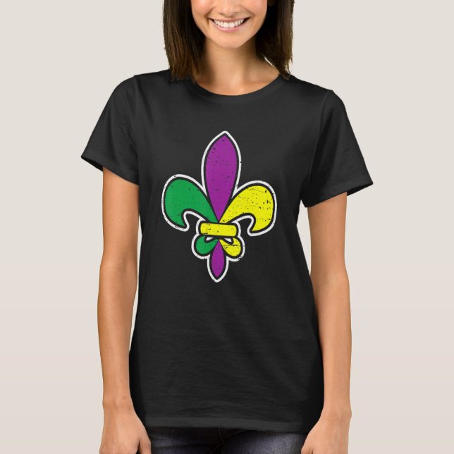 Fleur De Lis Mardi Gras Carnival  New Orleans T Shirt (Framsida)