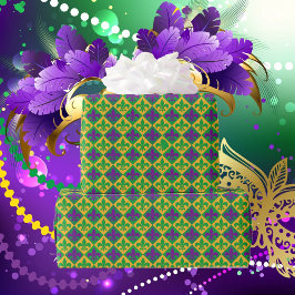 Fleur de lis Mardi Gras Lila Grönt Gult Presentpapper