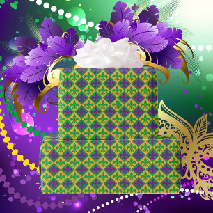 Fleur de lis Mardi Gras Lila Grönt Gult Presentpapper