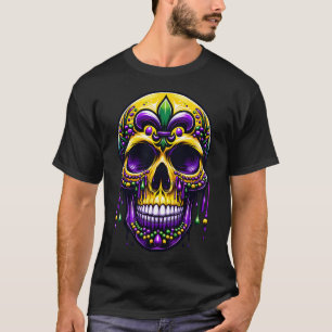 Fleur De Lis Mardi Gras Skull New Orleans Carnival T Shirt