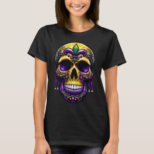 Fleur De Lis Mardi Gras Skull New Orleans Carnival T Shirt
