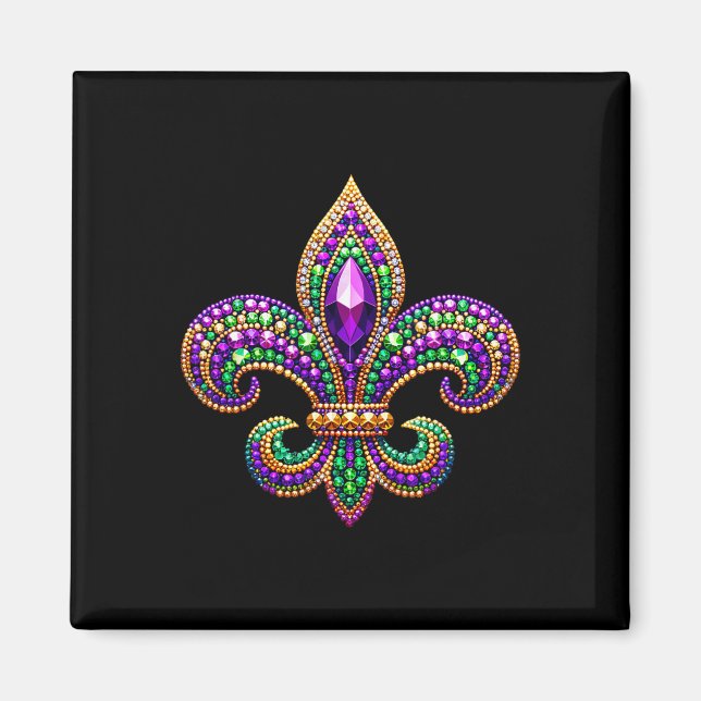 Fleur-de-lis Mardi Gras Symbol Carnival Parad Cos Magnet (Framsidan)