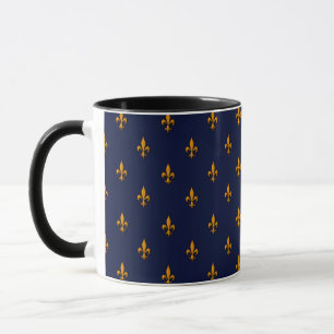 Fleur-de-Lis - Marinblått & guld- Mugg