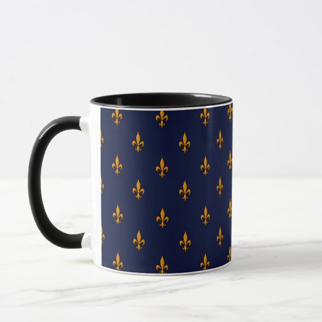 Fleur-de-Lis - Marinblått & guld- Mugg (Vänster)