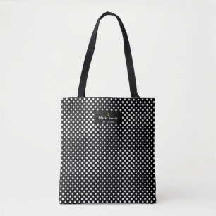 Fleur de Lis Märka w/Black & vitpolka dots Tygkasse