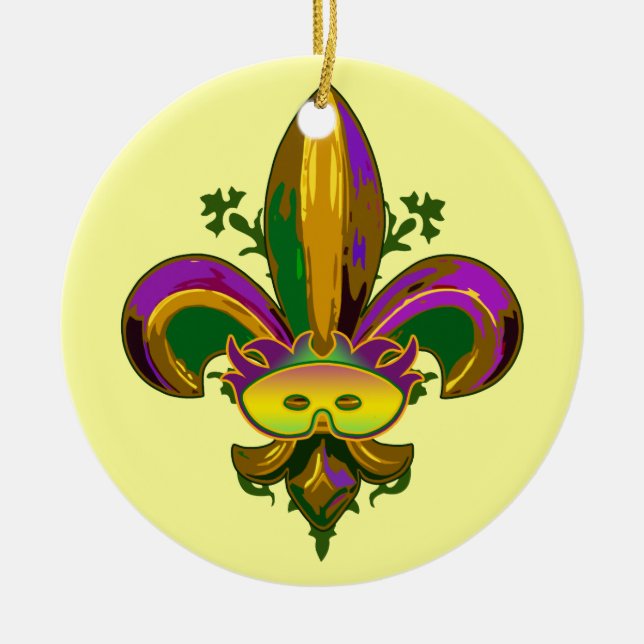 Fleur de lis Maskera Julgransprydnad Keramik (Framsidan)