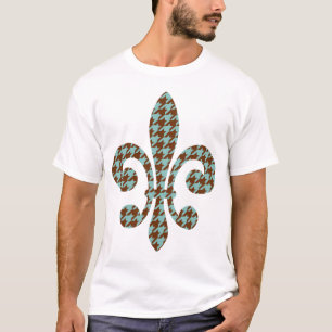 fleur de lis med houndstooth tee shirt