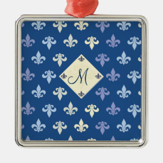 Fleur de Lis med kvadratiskt monogram Julgransprydnad Metall