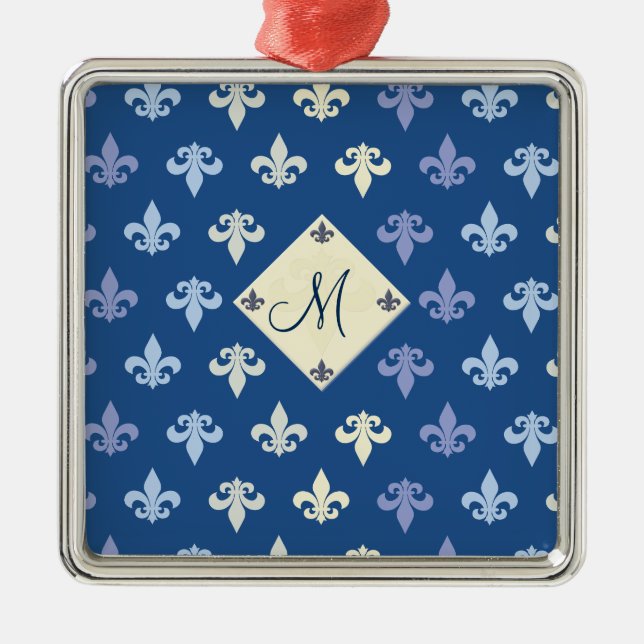Fleur de Lis med kvadratiskt monogram Julgransprydnad Metall (Framsidan)