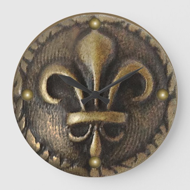 Fleur De Lis Medallion Stor Klocka (Framsida)