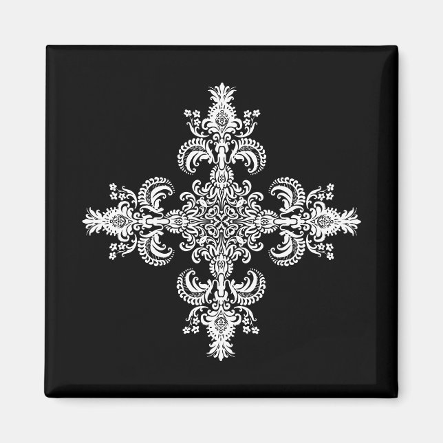 Fleur de lis Meditation 4 hörn Magnet (Framsidan)