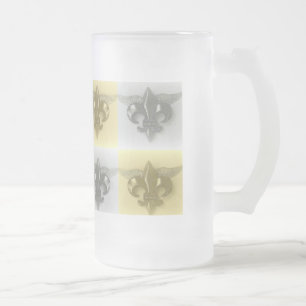 FLEUR DE LIS, MJUKT GULD OCH SILVERTRYCK - FROSTAT ÖLGLAS