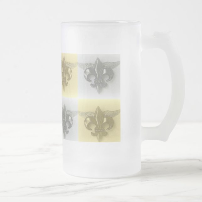 FLEUR DE LIS, MJUKT GULD OCH SILVERTRYCK - FROSTAT ÖLGLAS (Höger)