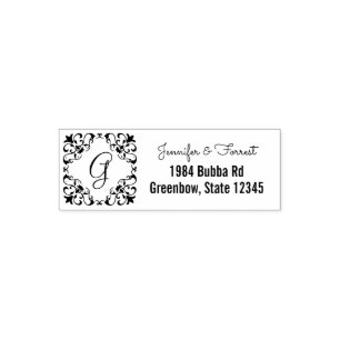 Fleur De Lis Monogram ELEGANT BRÖLLOP NAMN Självfärgande Stämpel