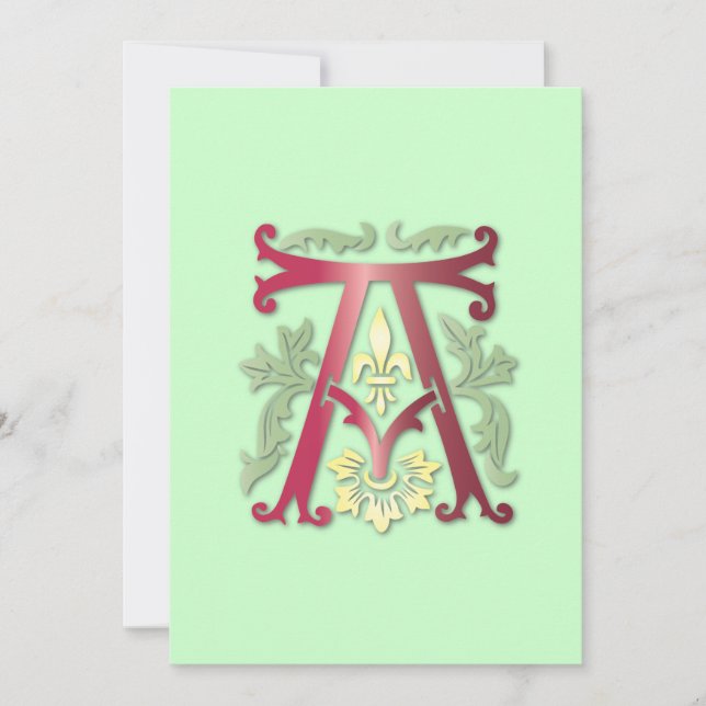 Fleur-de-lis-monogram Inbjudningar (Framsida)