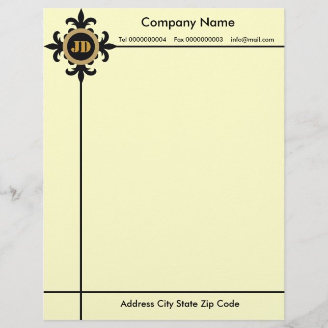 Fleur de lis monogram Letterhead Brevhuvud (Framsida)