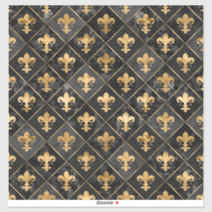 Fleur-de-lis mönster Black Marble och Guld Klistermärken
