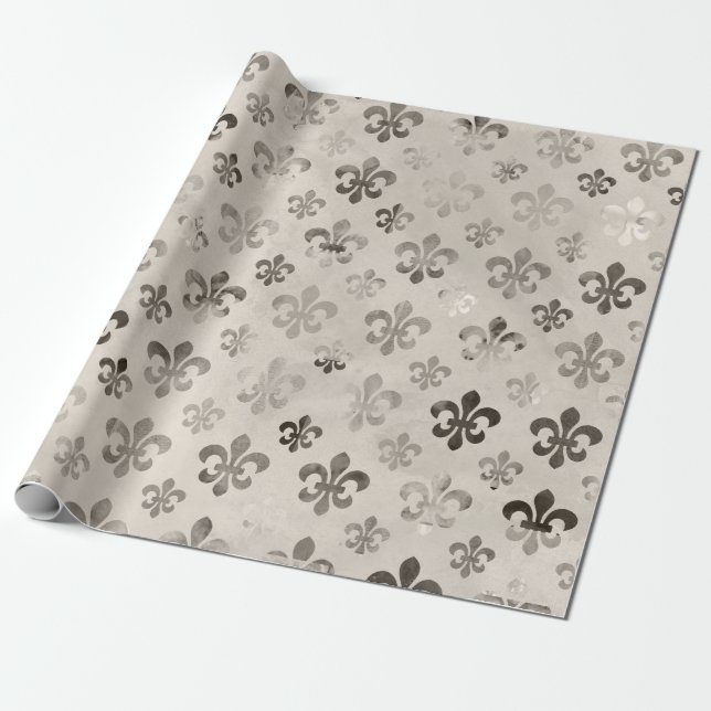 Fleur De Lis Mönster Distress Decoupage Presentpapper (Utrullad)