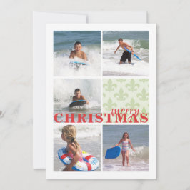 Fleur de lis mönster Dubbla Sided Multi Photo Card Julkort