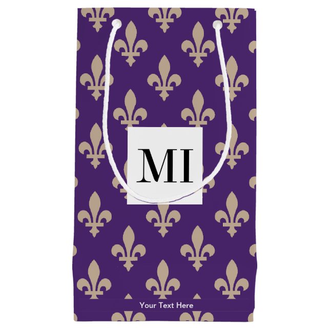Fleur de Lis-mönster, fransk, kunglig, kräm, lila (Framsidan)