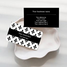 Fleur de Lis Mönster, Fransk, Royal, Black Visitkort