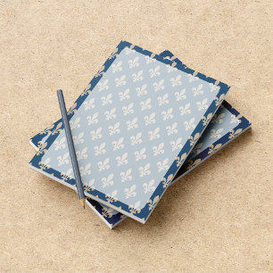 Fleur de Lis Mönster, Fransk, Royal, Cream, Blue Anteckningsblock