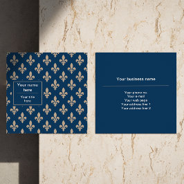 Fleur de Lis Mönster, Fransk, Royal, Cream, Blue Fyrkantigt Visitkort