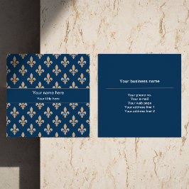 Fleur de Lis Mönster, Fransk, Royal, Cream, Blue Fyrkantigt Visitkort