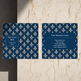 Fleur de Lis Mönster, Fransk, Royal, Cream, Blue Fyrkantigt Visitkort