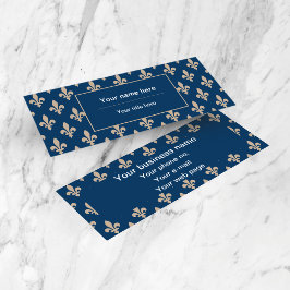 Fleur de Lis Mönster, Fransk, Royal, Cream, Blue Mini Visitkort