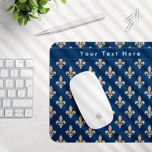 Fleur de Lis Mönster, Fransk, Royal, Cream, Blue Musmatta