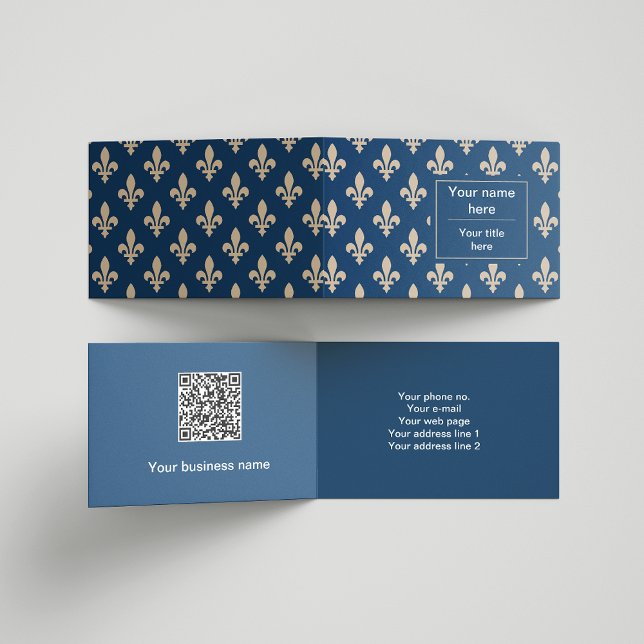 Fleur de Lis Mönster, Fransk, Royal, Cream, Blue Visitkort (Skapare uppladdad)