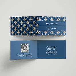 Fleur de Lis Mönster, Fransk, Royal, Cream, Blue Visitkort