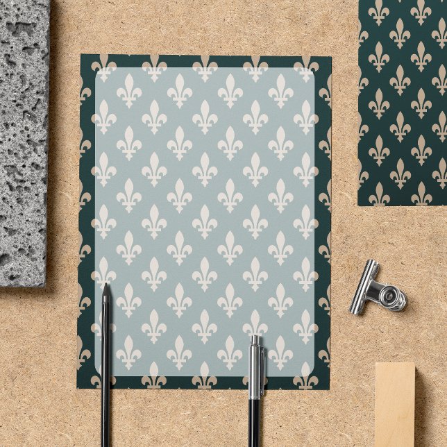 Fleur de Lis Mönster, Fransk, Royal, Cream, Grönt (Skapare uppladdad)