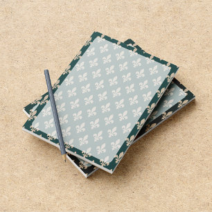 Fleur de Lis Mönster, Fransk, Royal, Cream, Grönt Anteckningsblock