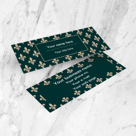 Fleur de Lis Mönster, Fransk, Royal, Cream, Grönt Mini Visitkort