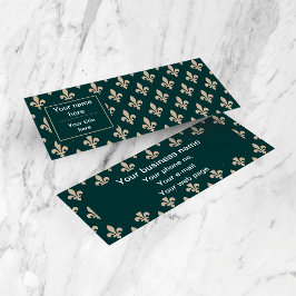 Fleur de Lis Mönster, Fransk, Royal, Cream, Grönt Mini Visitkort