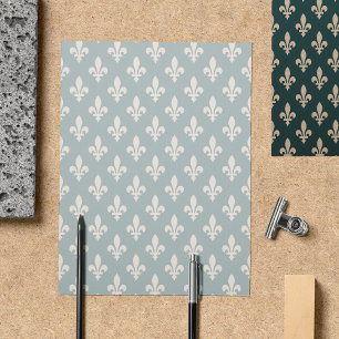 Fleur de Lis Mönster, Fransk, Royal, Cream, Grönt Reklamblad