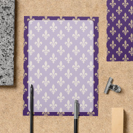 Fleur de Lis Mönster, Fransk, Royal, Cream, Lila