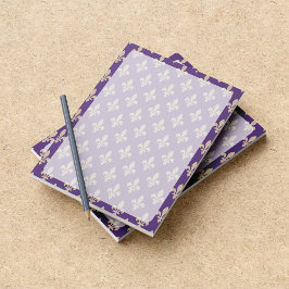 Fleur de Lis Mönster, Fransk, Royal, Cream, Lila Anteckningsblock