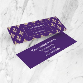 Fleur de Lis Mönster, Fransk, Royal, Cream, Lila Mini Visitkort