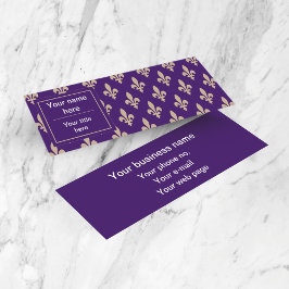 Fleur de Lis Mönster, Fransk, Royal, Cream, Lila Mini Visitkort