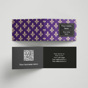 Fleur de Lis Mönster, Fransk, Royal, Cream, Lila Visitkort