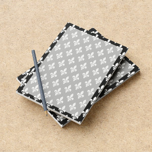 Fleur de Lis Mönster, Fransk, Royal, White Anteckningsblock